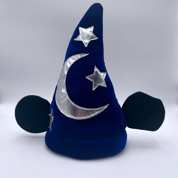 Disney Mickey Mouse Sorcerer Apprentice Wizard Hat Fantasia Blue Silver Ears - Picture 1 of 5